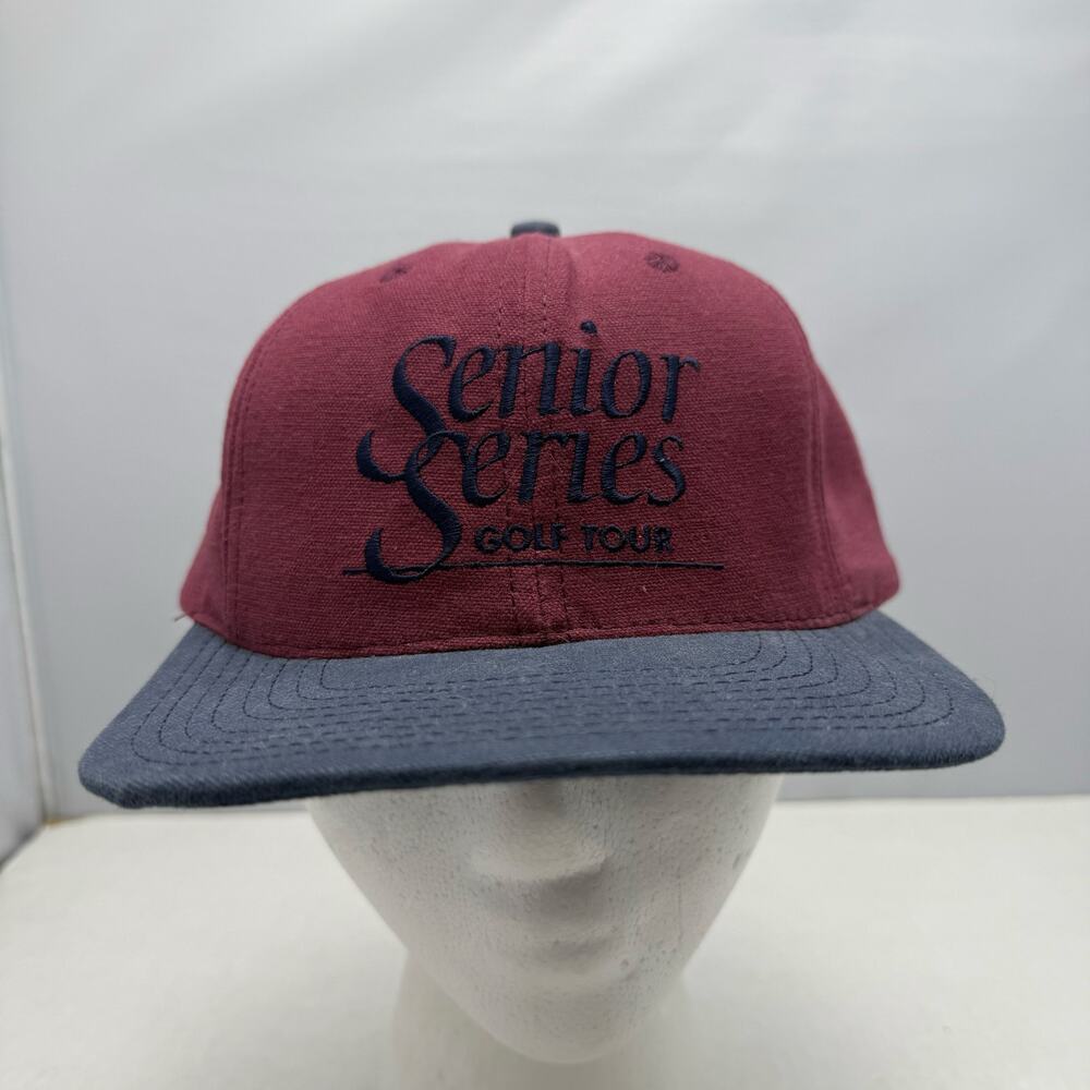 Vtg Senior Series Pro Golf Tour Hat Cranberry Navy Blue